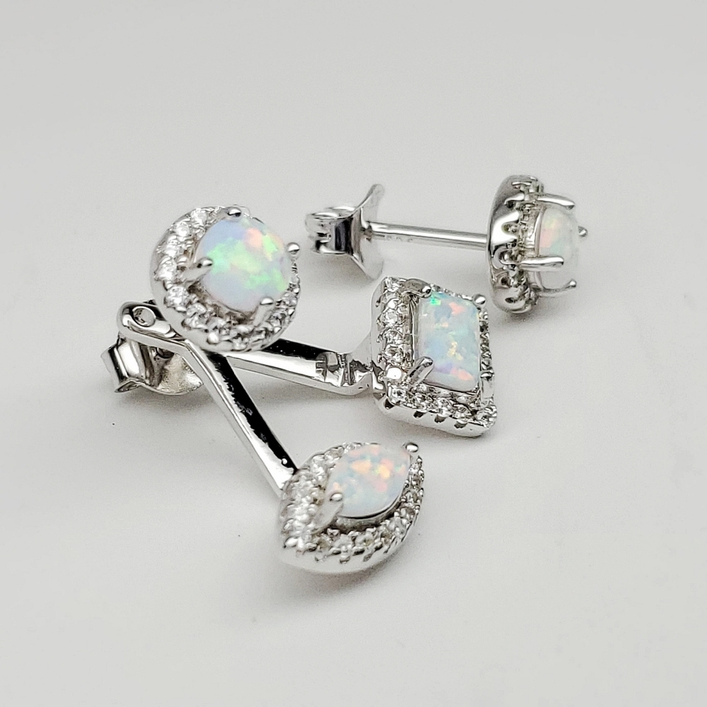 Wiggle drop  Rainbow Opal Sterling Silver Earrings